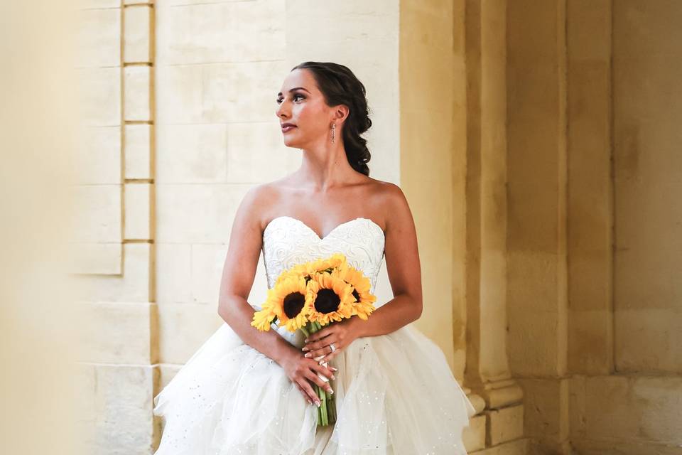 Bouquet de mariée tournesols