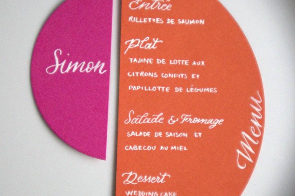 Menu et Prénom coloré