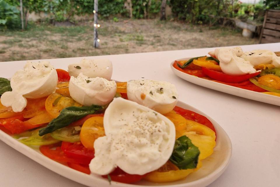 Carpaccio de tomate et burrata