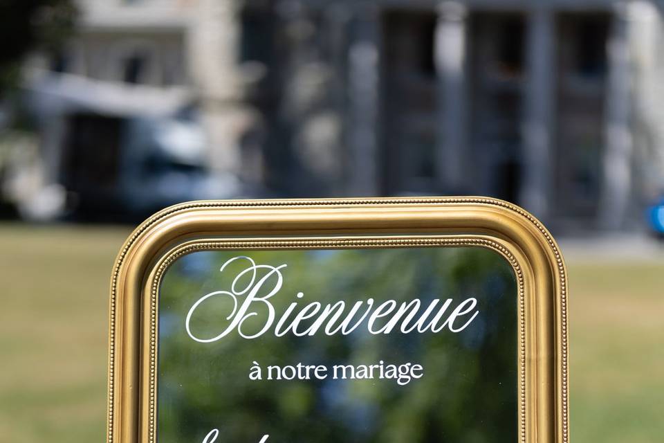 Panneau de bienvenue miroir