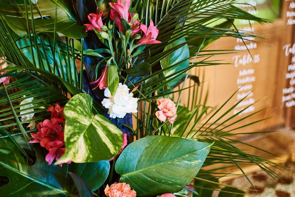 Composition florale plan table