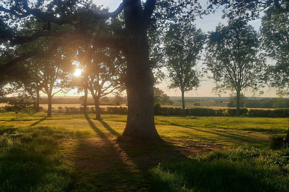 Soleil couchant vue tente