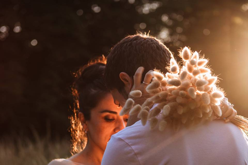 éngagement, couple, sunset