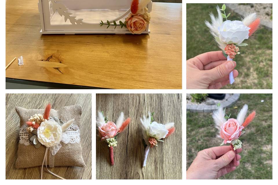 Boutonnières urne coussin