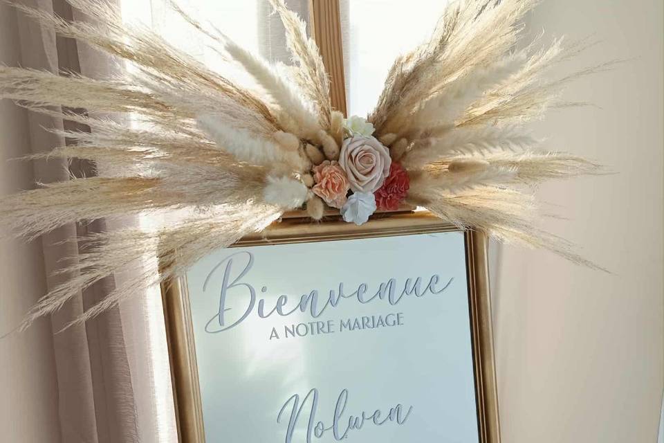 Panneau de bienvenue miroir