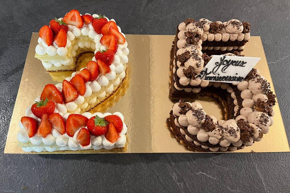 Number cake fraise chocolat