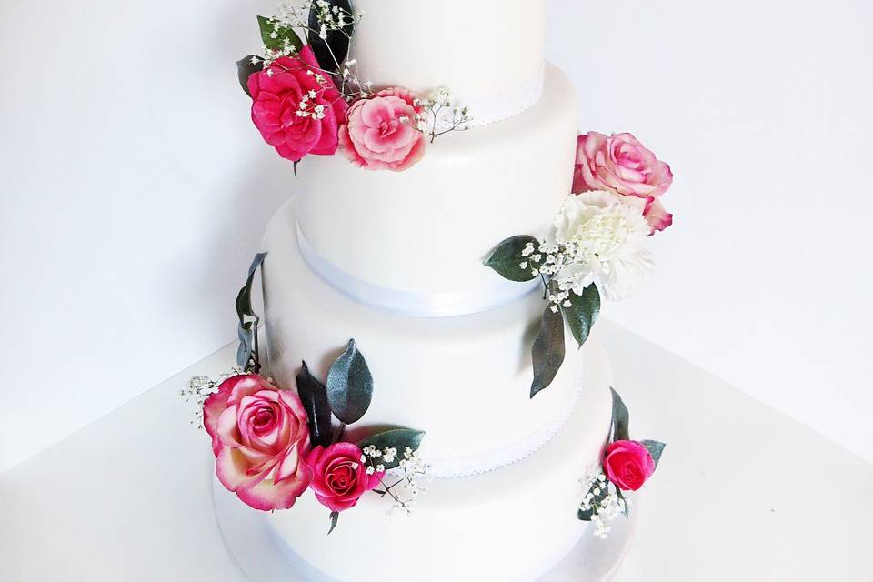Wedding cake fleurs