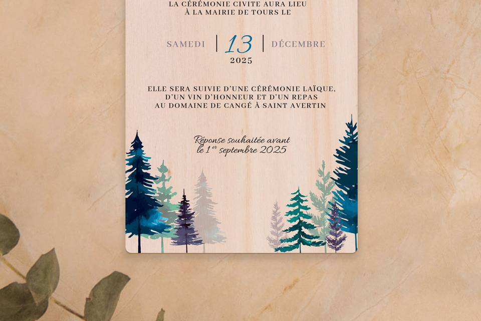 Faire-part - Sapins hiver