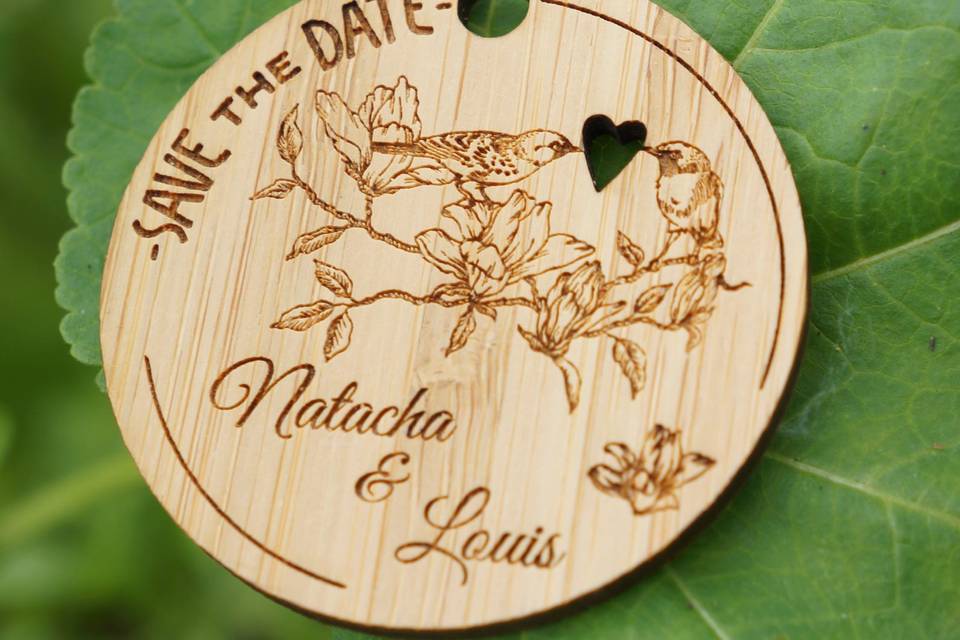 Magnet en bois Save the date