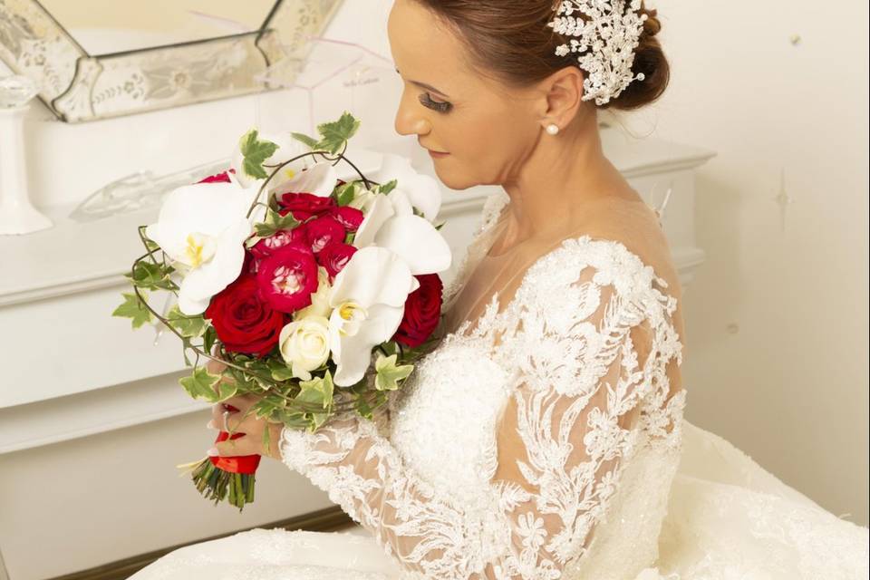 Bouquet de mariée rouge blanc