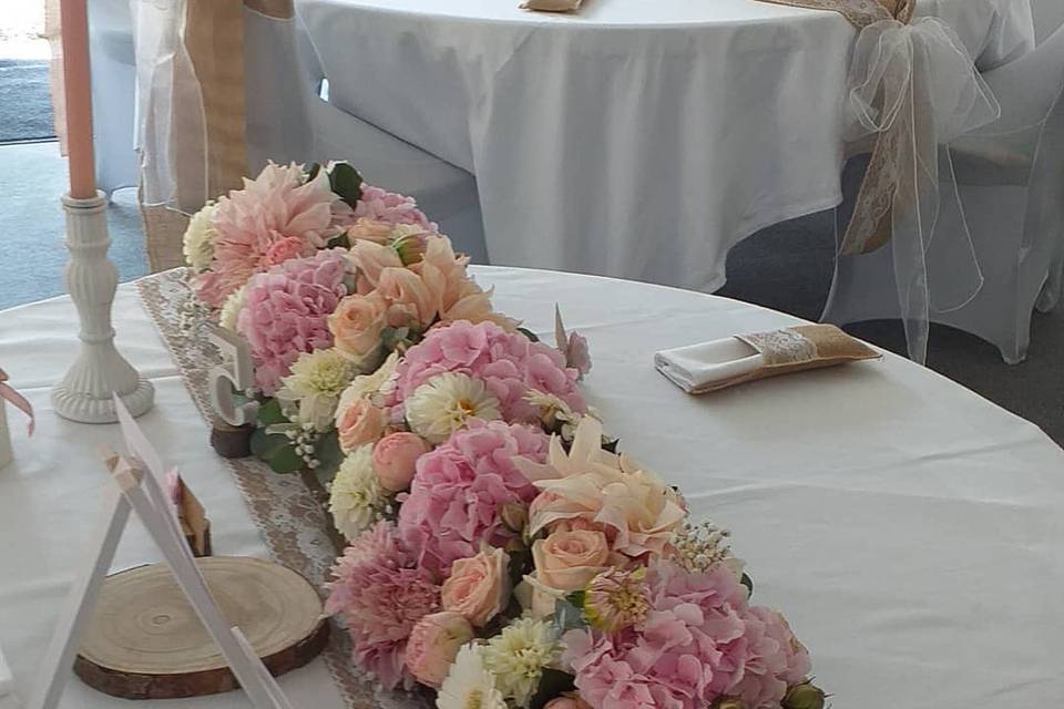 Table des mariés rose blanc