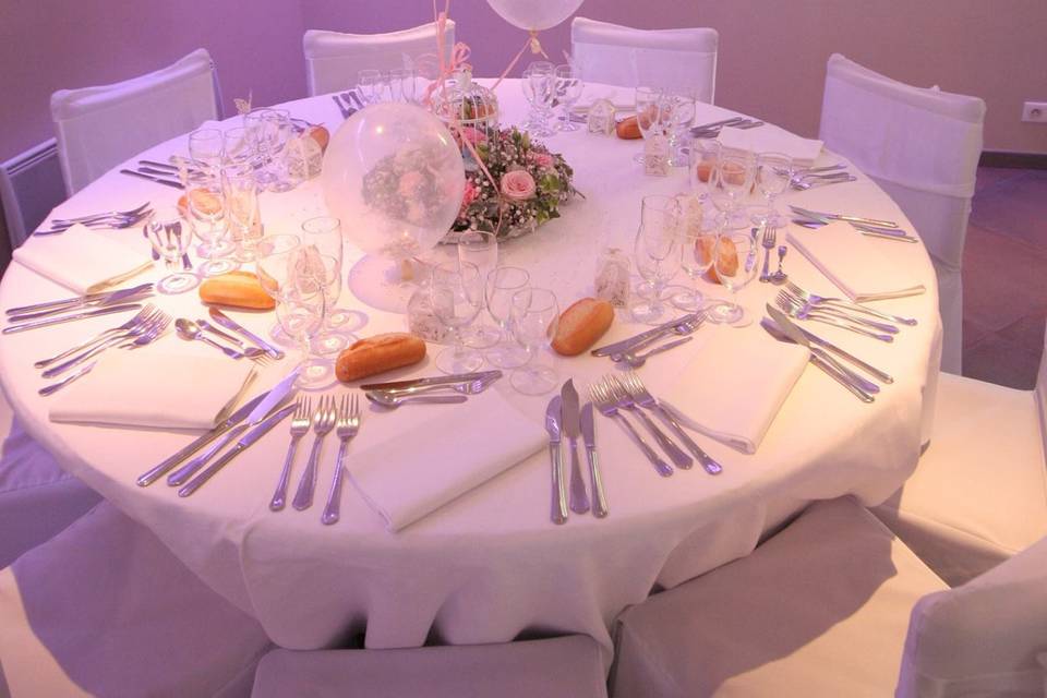 Mariage rose blanc table