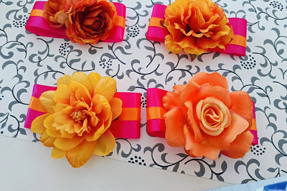 Ronds de serviette orange rose