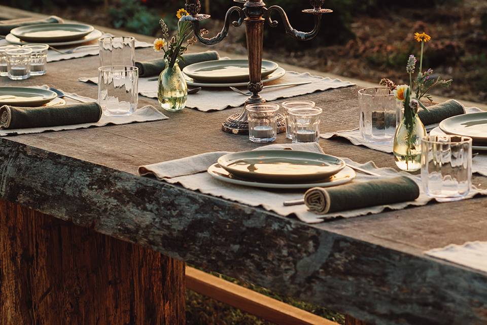 Table dans le potager