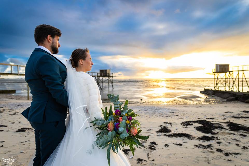 Mariage romantique en couleur