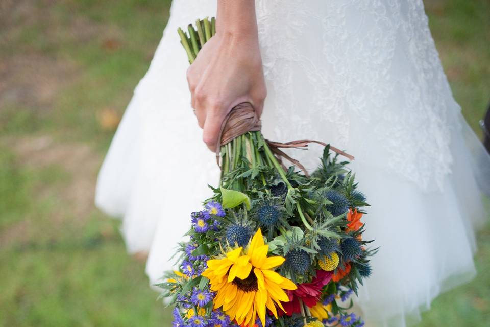 Bouquet corail & poudré