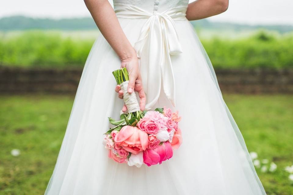 Bouquet corail & poudré