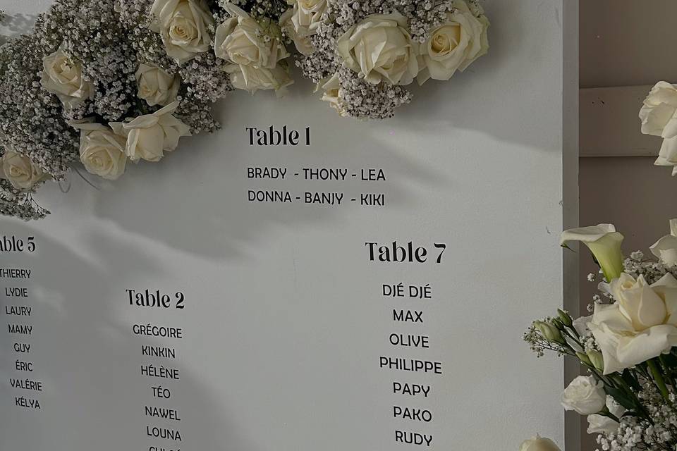 Plan de table minimaliste