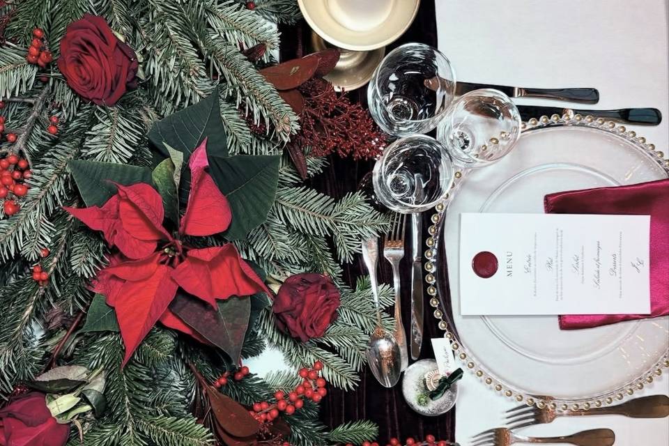 Décoration de tables mariage Noël