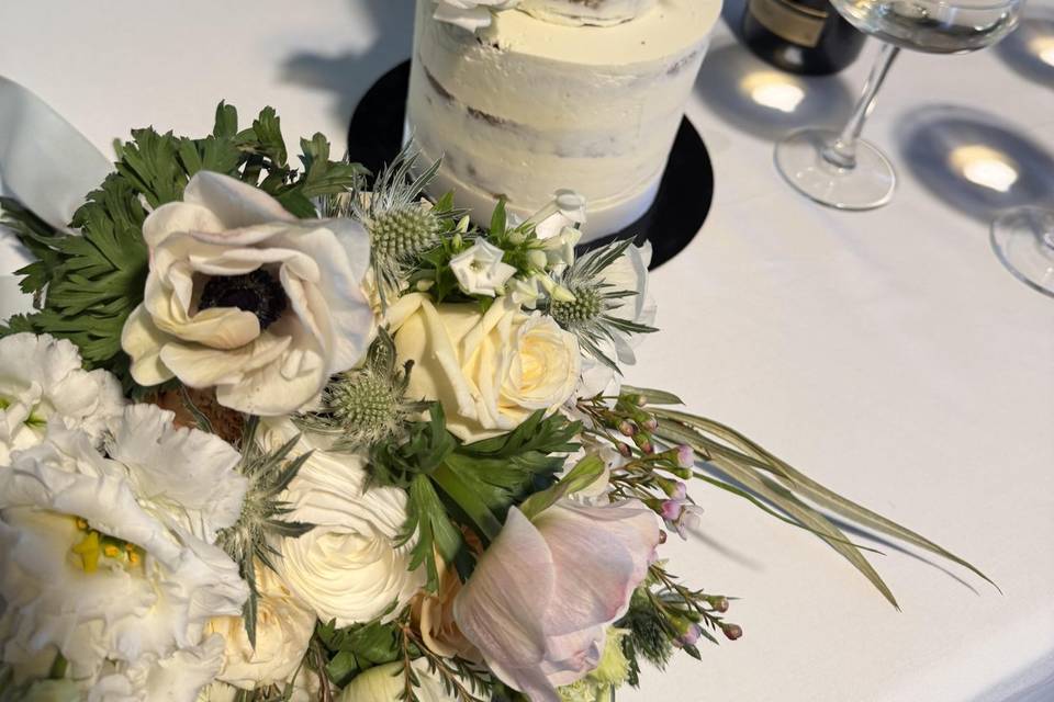 Cake and flowers