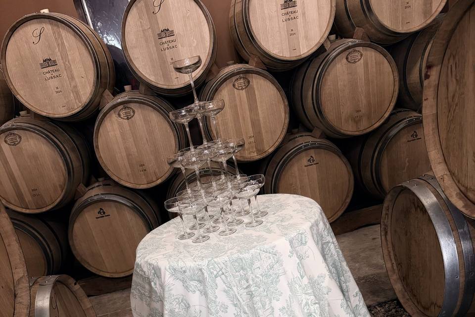 Champagen tower and wine