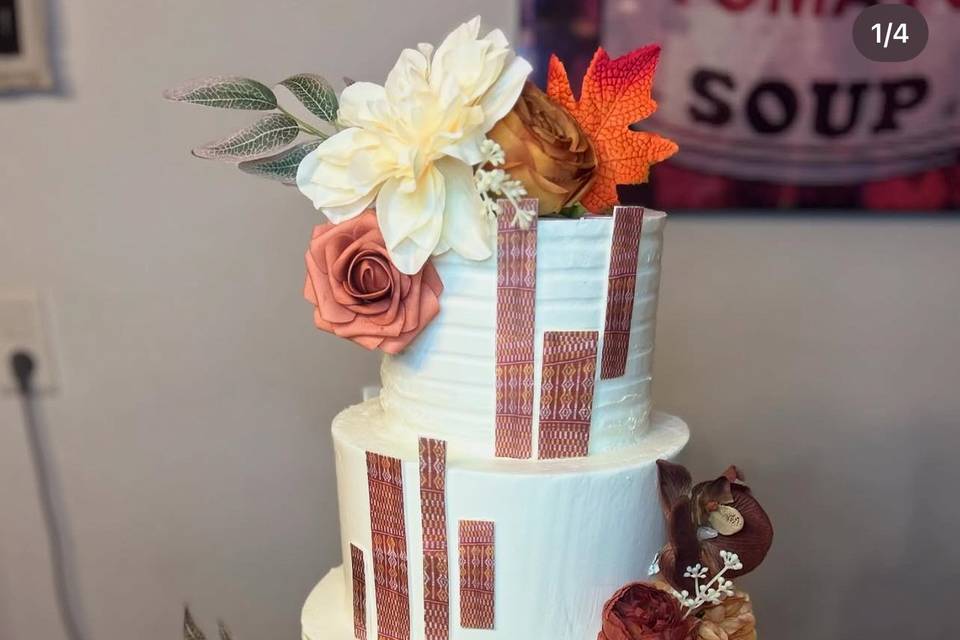 Wedding cake & tissus africain