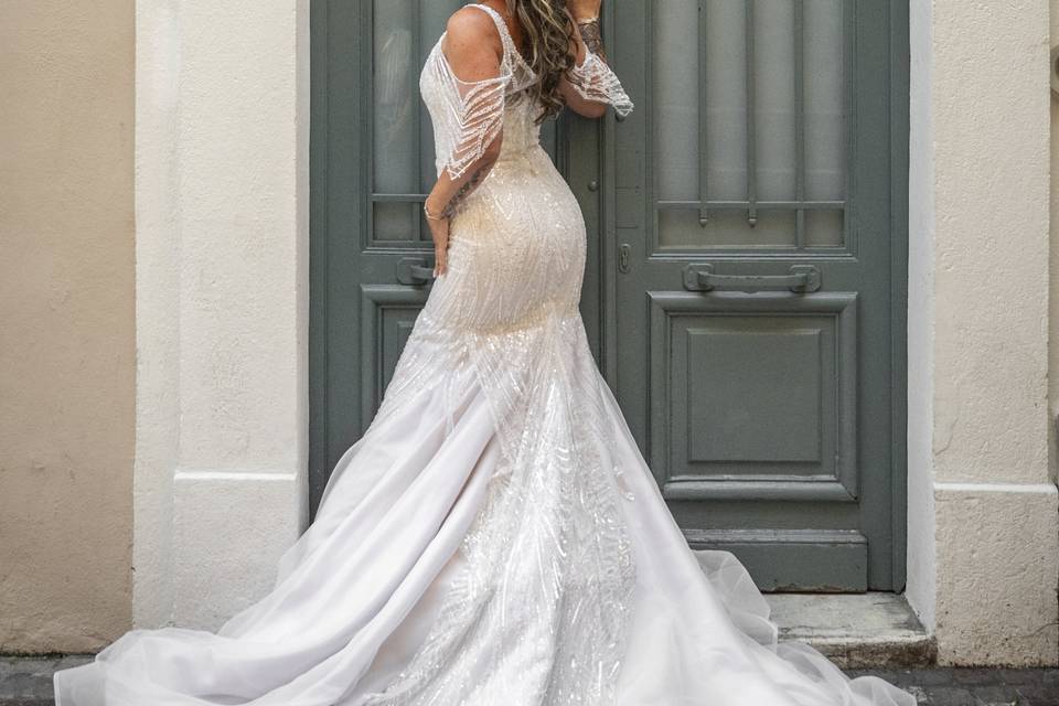 Robe de mariée perlée