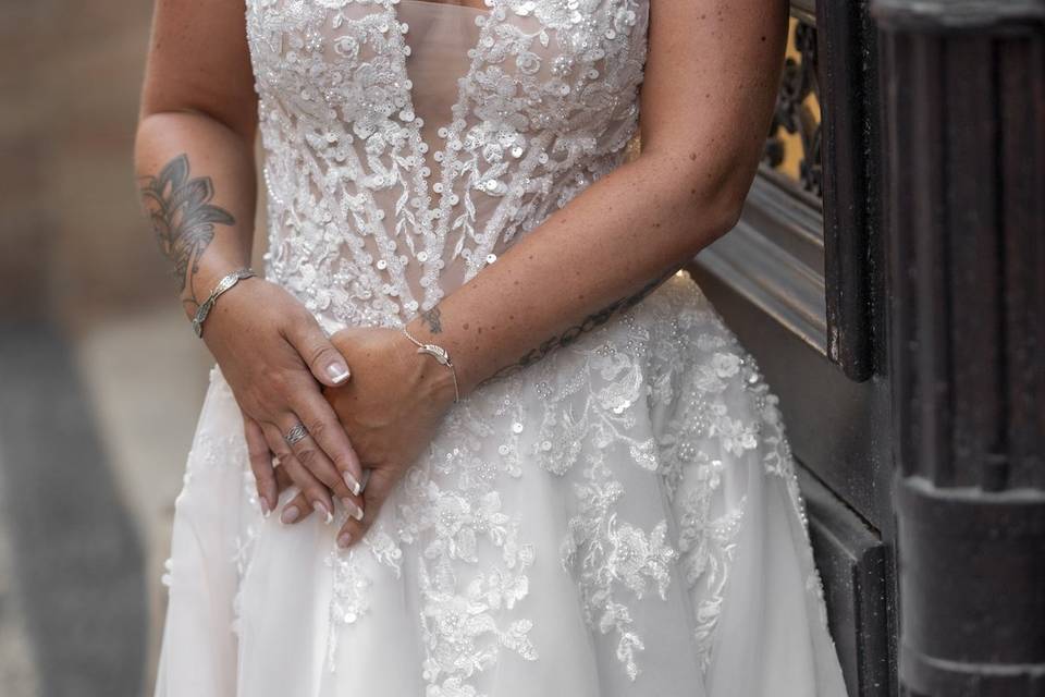 Robe de mariée bustier perles