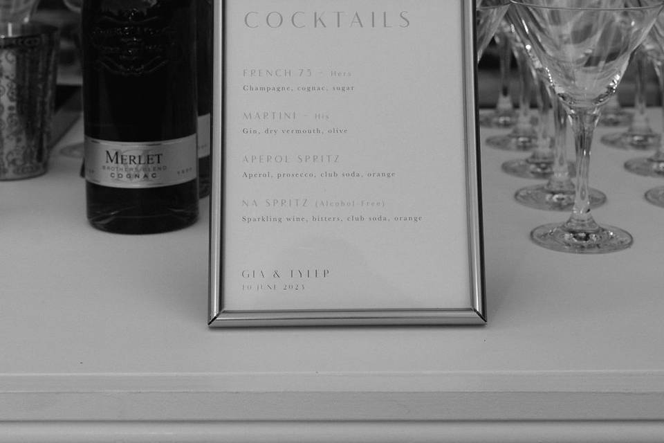 Cocktail Sign Gia & Tyler