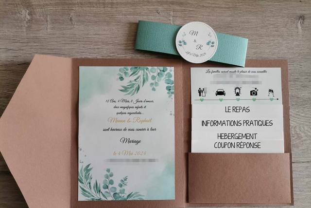 Faire part vert sauge