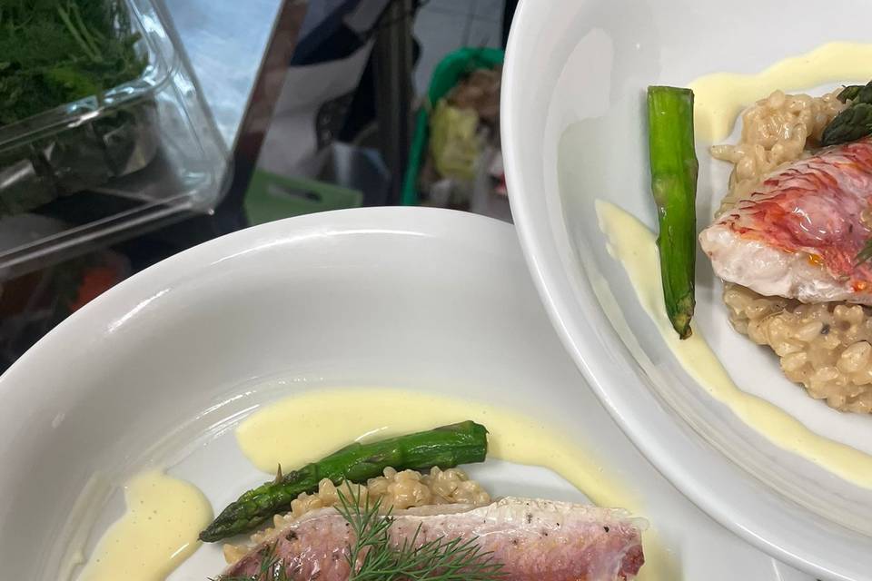 Risotto aux asperges et rouget