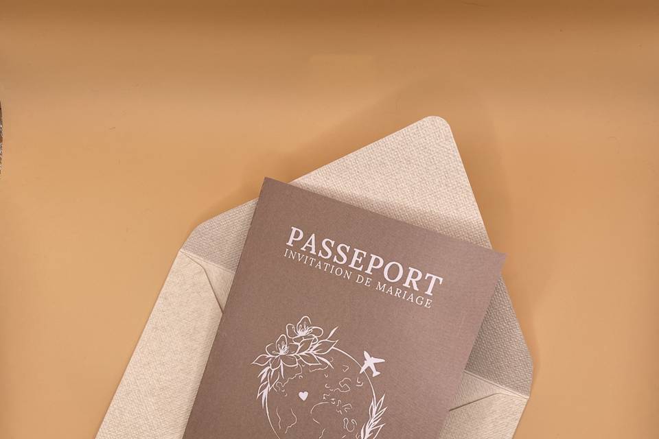 Faire-part passeport beige