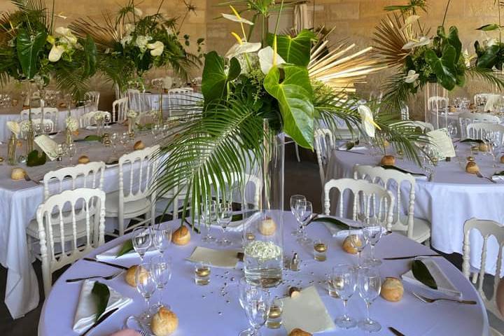 Décor des tables, en exotique.