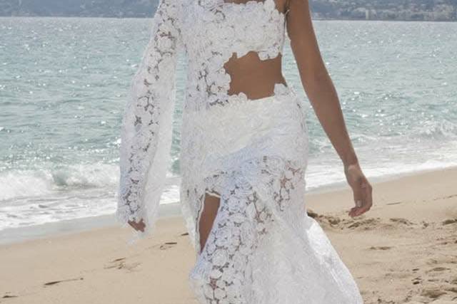 Robe sur mesure dentelle guipu