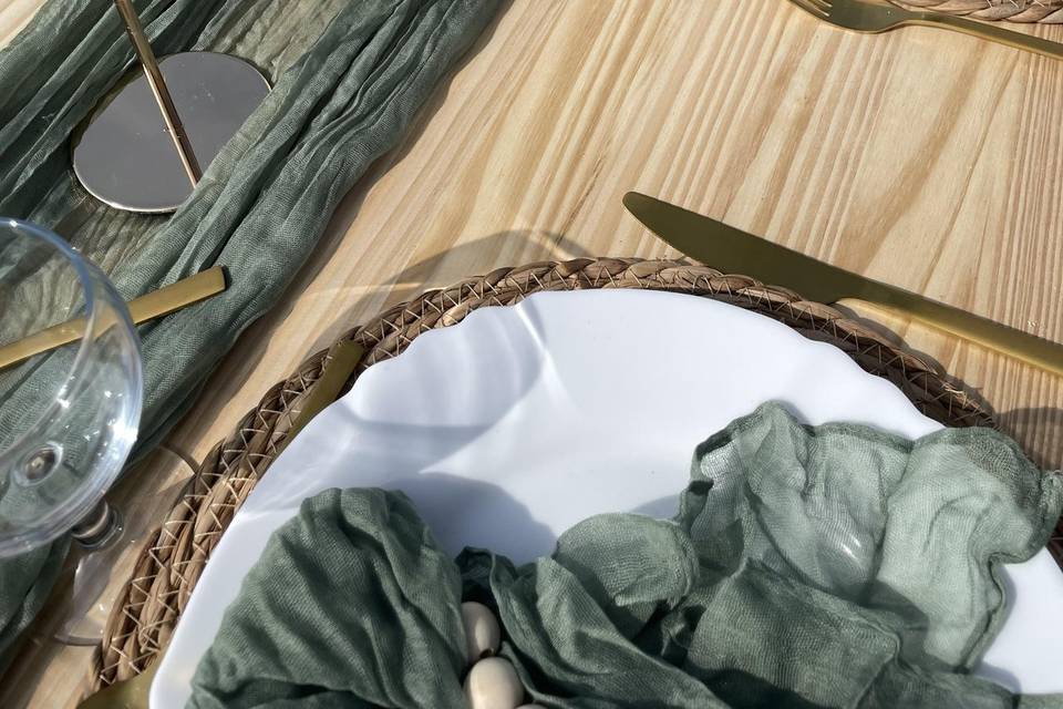 Repas plage vert