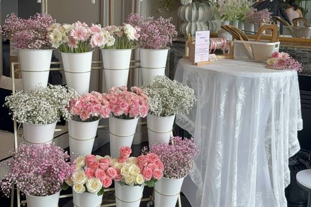 Bar à fleurs Blanc et Rose