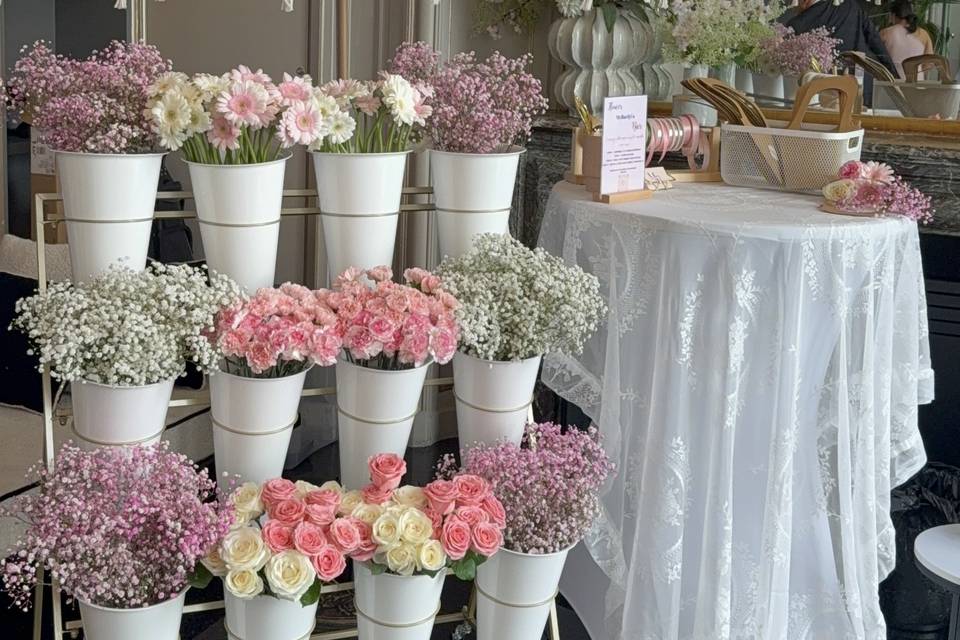 Bar à fleurs Blanc et Rose