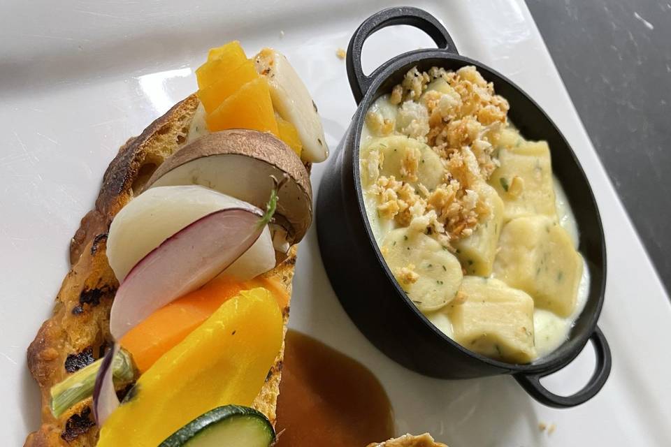 Fondant de veau, bruchetta