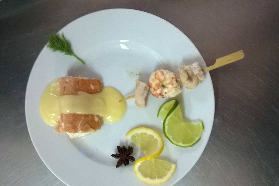 Saumon et crevettes