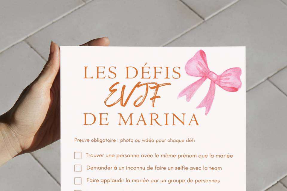 Carte défis EVJF