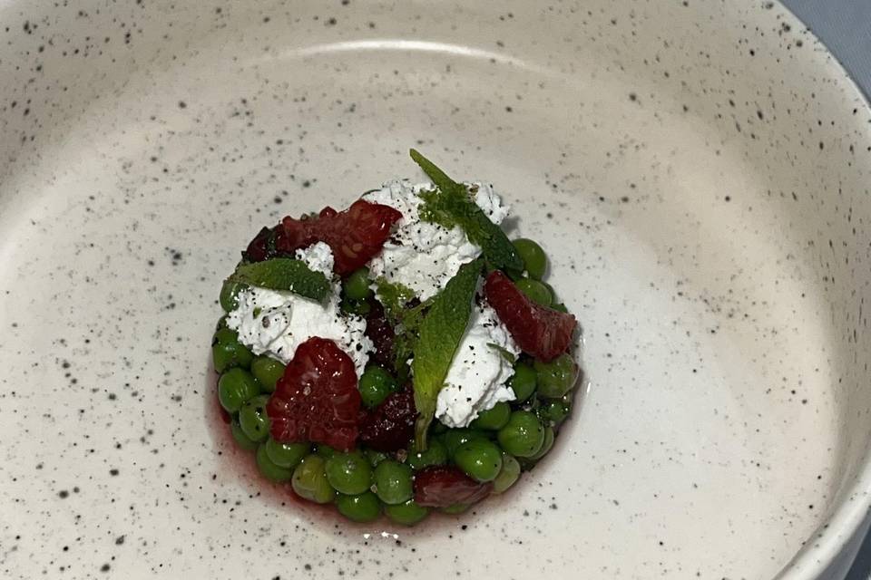 Tartare framboise, petit pois