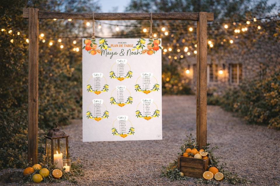 Plan de Table - Mariage agrume