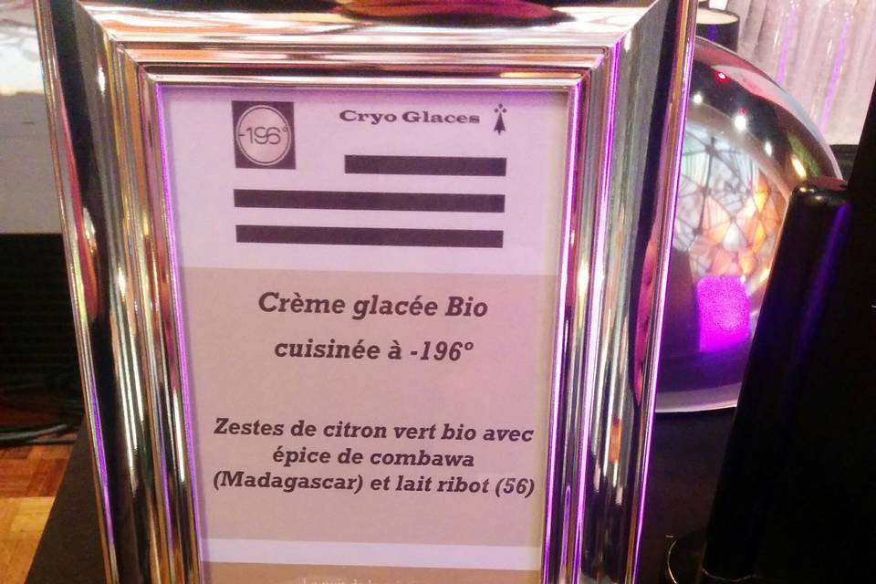 Menu cocktail glacé