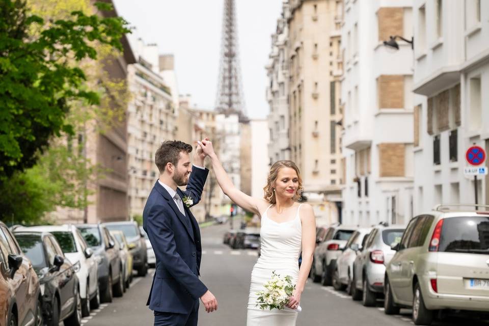 Jeune mariés, Tour Eiffel