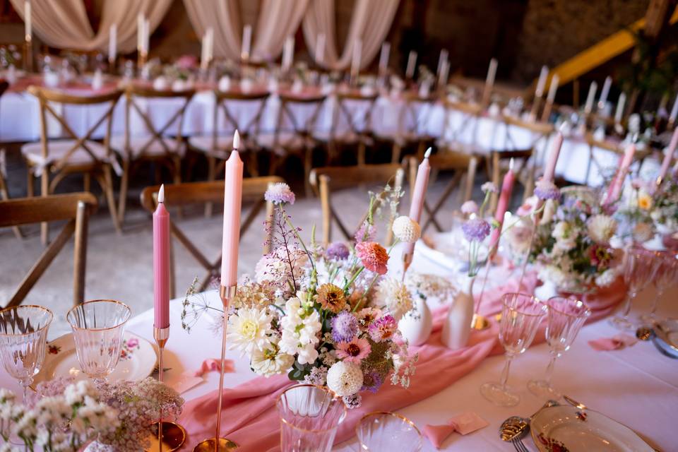 Décoration rose poudrée