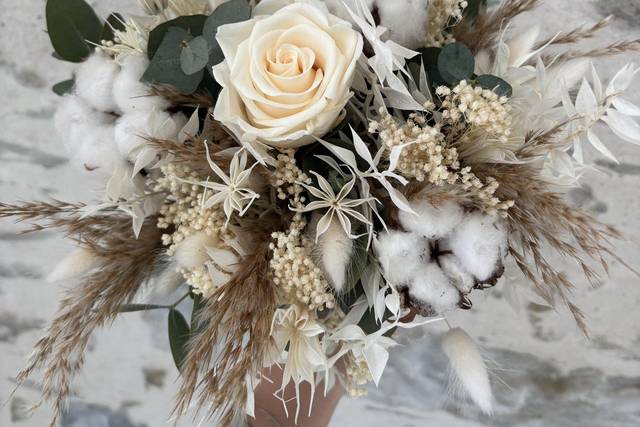 Bouquet de mariée fleurs séché