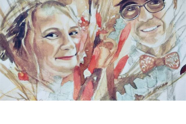 Portraits mariés avec bouquet