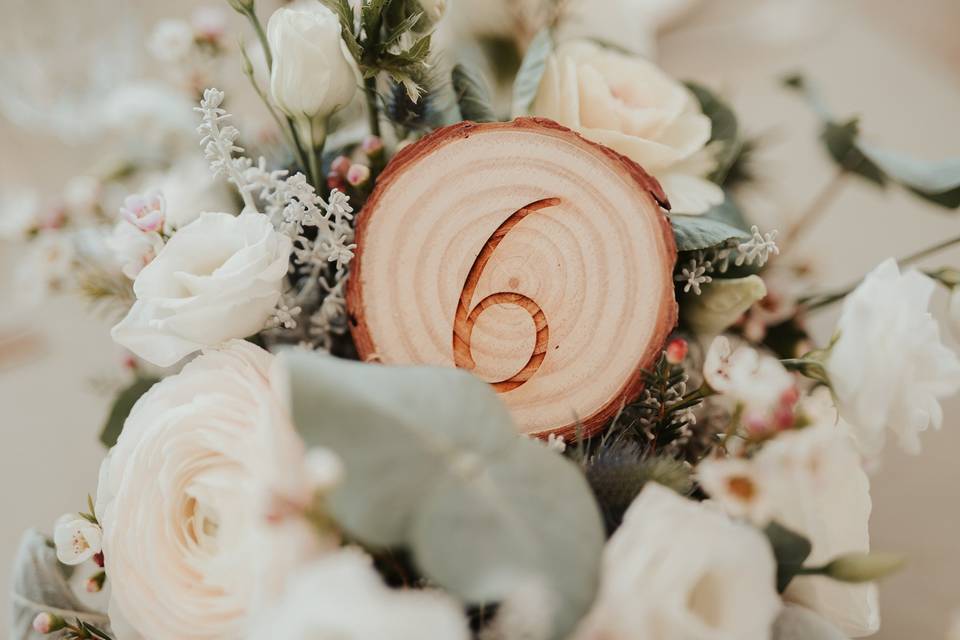 Nom de table rondin de bois