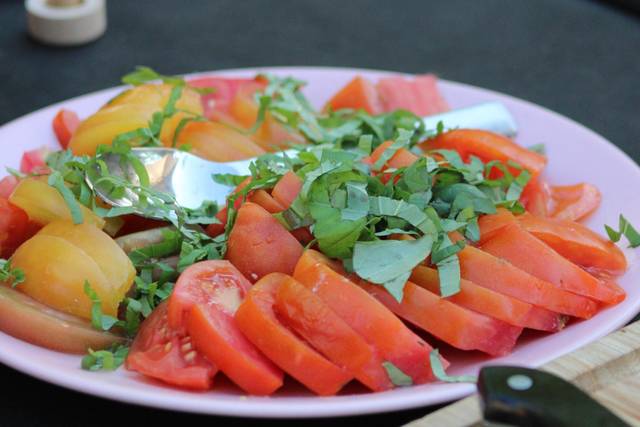 Assiette tomates basilic