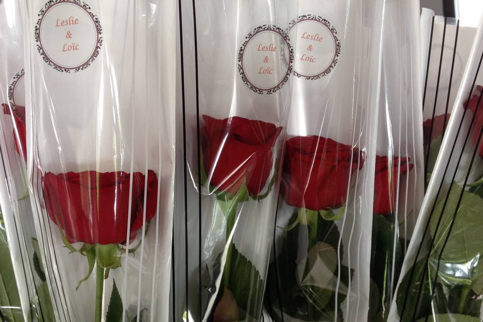 Rose avec noms des mariés